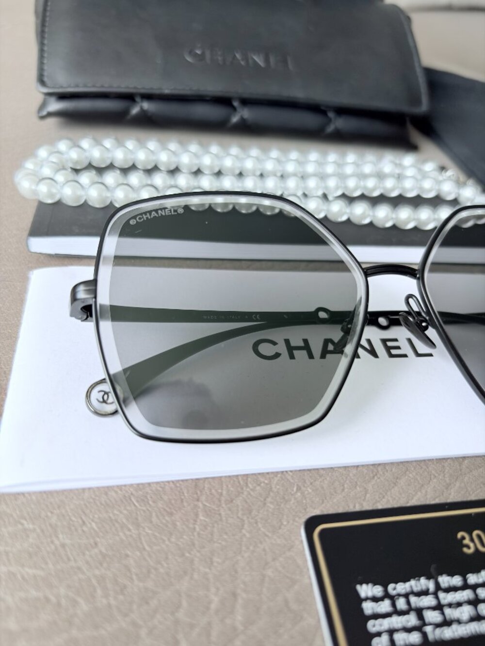 Chanel Butterfly Sunglasses With Removable Pearl Chain